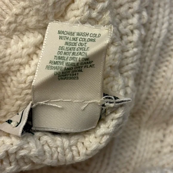 L.L. Bean Vintage Ivory Cable Knit Cardigan Sweater Cotton Size Small - Picture 12 of 12